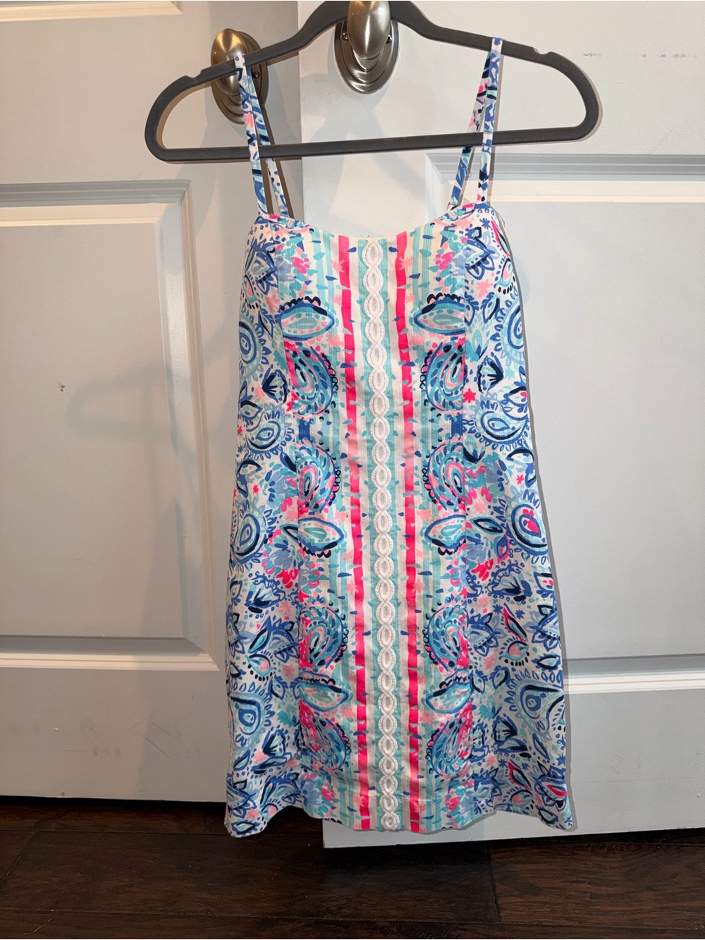 Lilly Pulitzer Sleeveless Paisley Stripe Sundress Blue, Pink & White